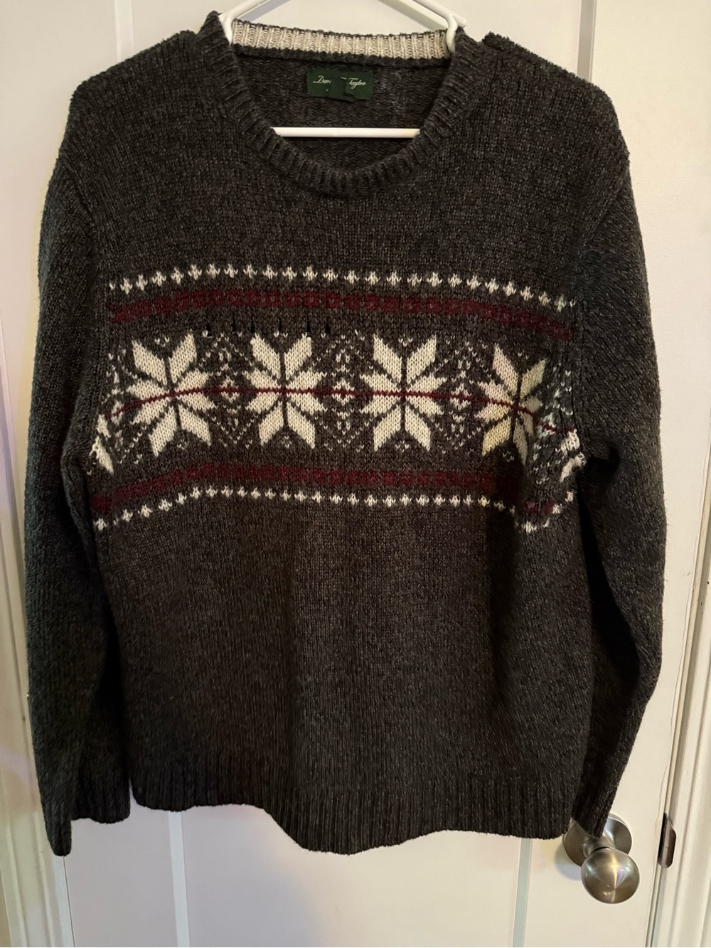 David Taylor Dark Gray Nordic Snowflake Knit Sweater